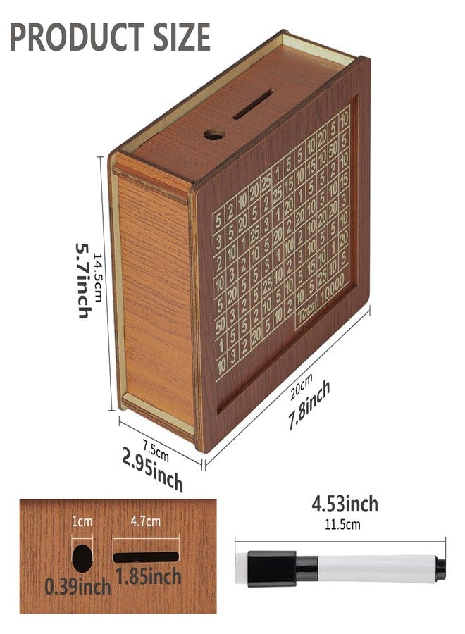 واي بي حصالة نقود خشبية لتحدي الادخار بقيمة 10 آلاف - صندوق ادخار رقمي للعملات المعدنية مع أرقام - Image 5